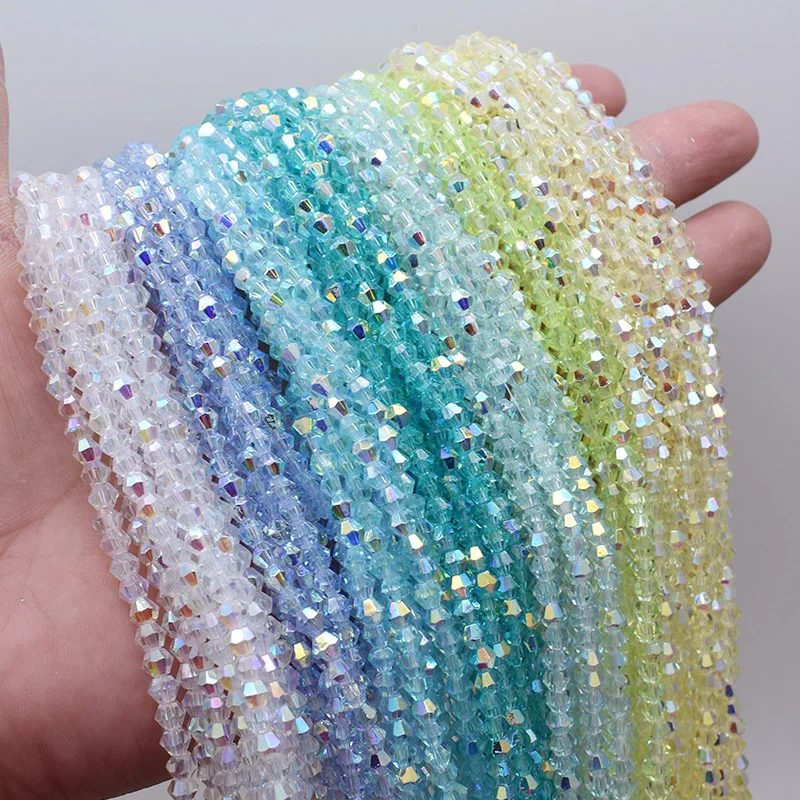 4mm 2 strand 160pcs AB Color Bicone Crystal Glass Beads Loose Spacer Beads Austria Faceted Crystal Jewelry Making DIY