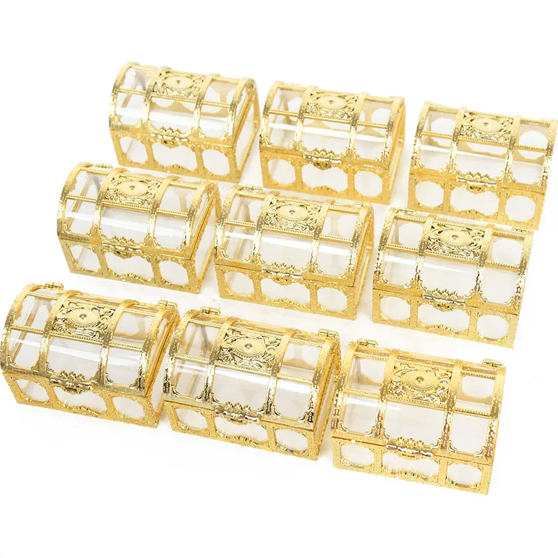

10Pcs Candy Boxed Treasure Chest Shape Sugar Containers Holder Case Transparent Jewelry Storage Box Party Wedding Hand Gift Box