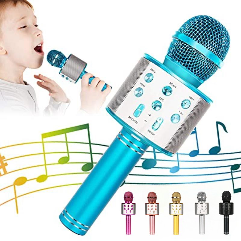 Wireless Bluetooth Karaoke Microphone Speaker  5 in 1  Handheld  Rechargeable Microphone for Home Party Singing  Meeting