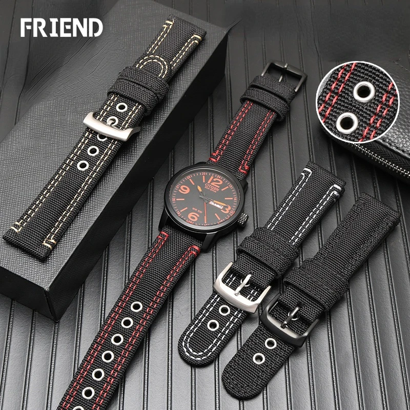 8888 Applicabile Al Citizen Eco-Drive Bm8475 Cinturino Hamilton Nylon Impermeabile Tela Orologio Cinturino 22Mm