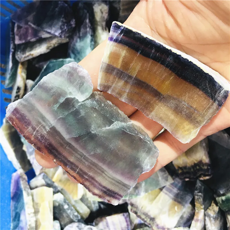 6-8cm Natürlicher Roher Regenbogen-Fluorit, Grober Quarzkristall, Heilender Mineralstein, Aquarium- und Heimdekoration, Edelstein für Energie – Detail 4