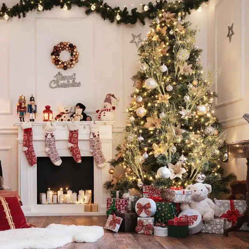 1/3/5Pcs Christmas Artificial Glitter Berry Stem Branches Xmas Tree Ornament New Year Home Decoration DIY Vase Filler 2025 Party