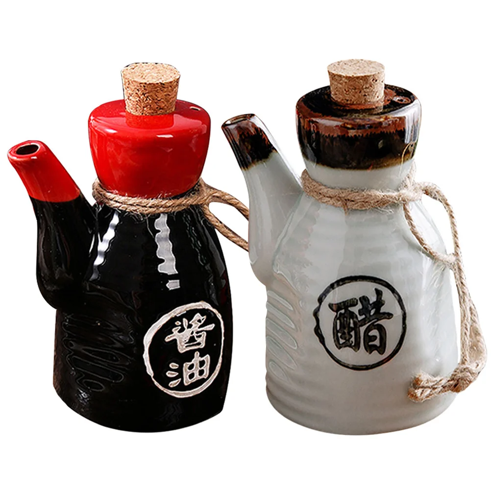 

Japanese Style Condiment Jar Ceramic Soy Sauce Bottle Household Seasoning Holder