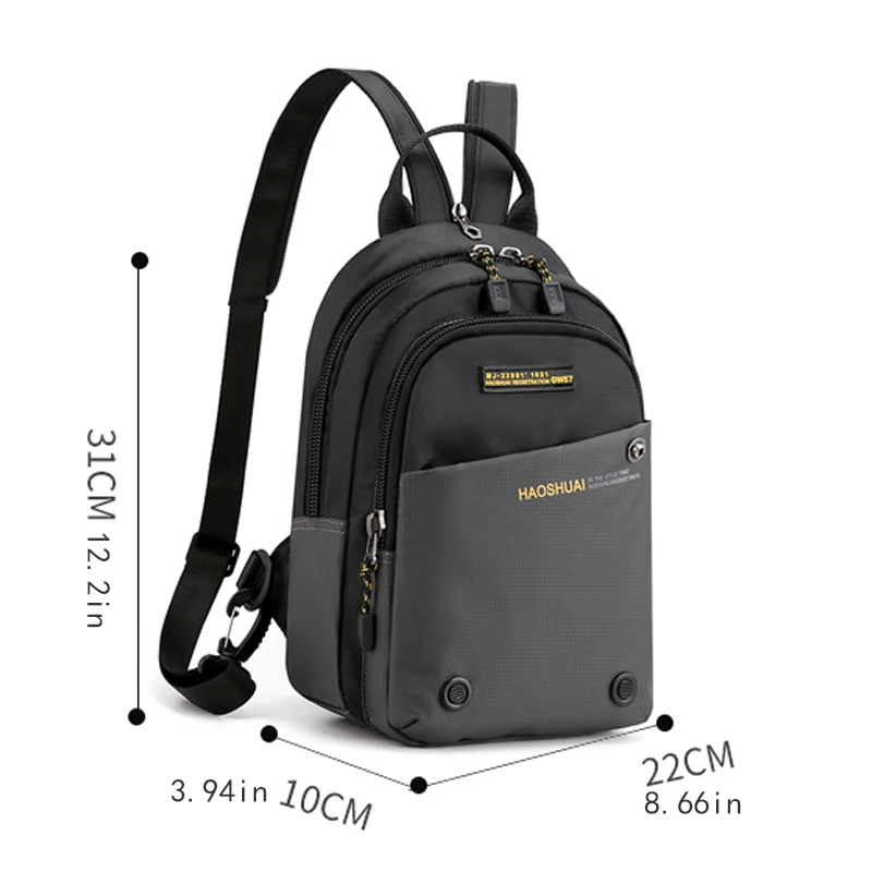 Men's crossbody bag, multifunctional chest bag with mobile phone pocket, adjustable shoulder strap, multi pocket backpack, suita