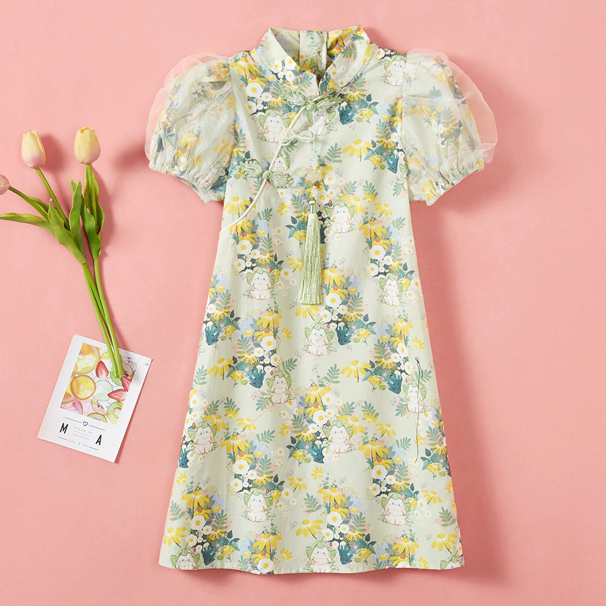 

Kids Floral Dresses for Girls Clothes Party Summer Princess Outfits Teenagers Short Sleeve Children Costumes 3 5 8 9 10 12 Years