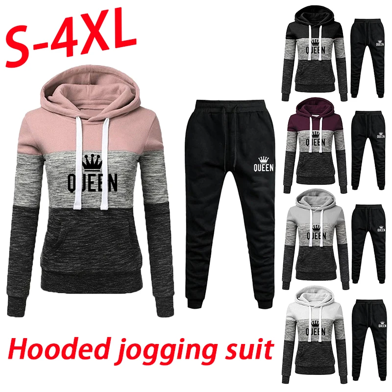 

New women's sportswear two-piece printed hoodie sports top and pants casual set Women's slim fitting hooded set