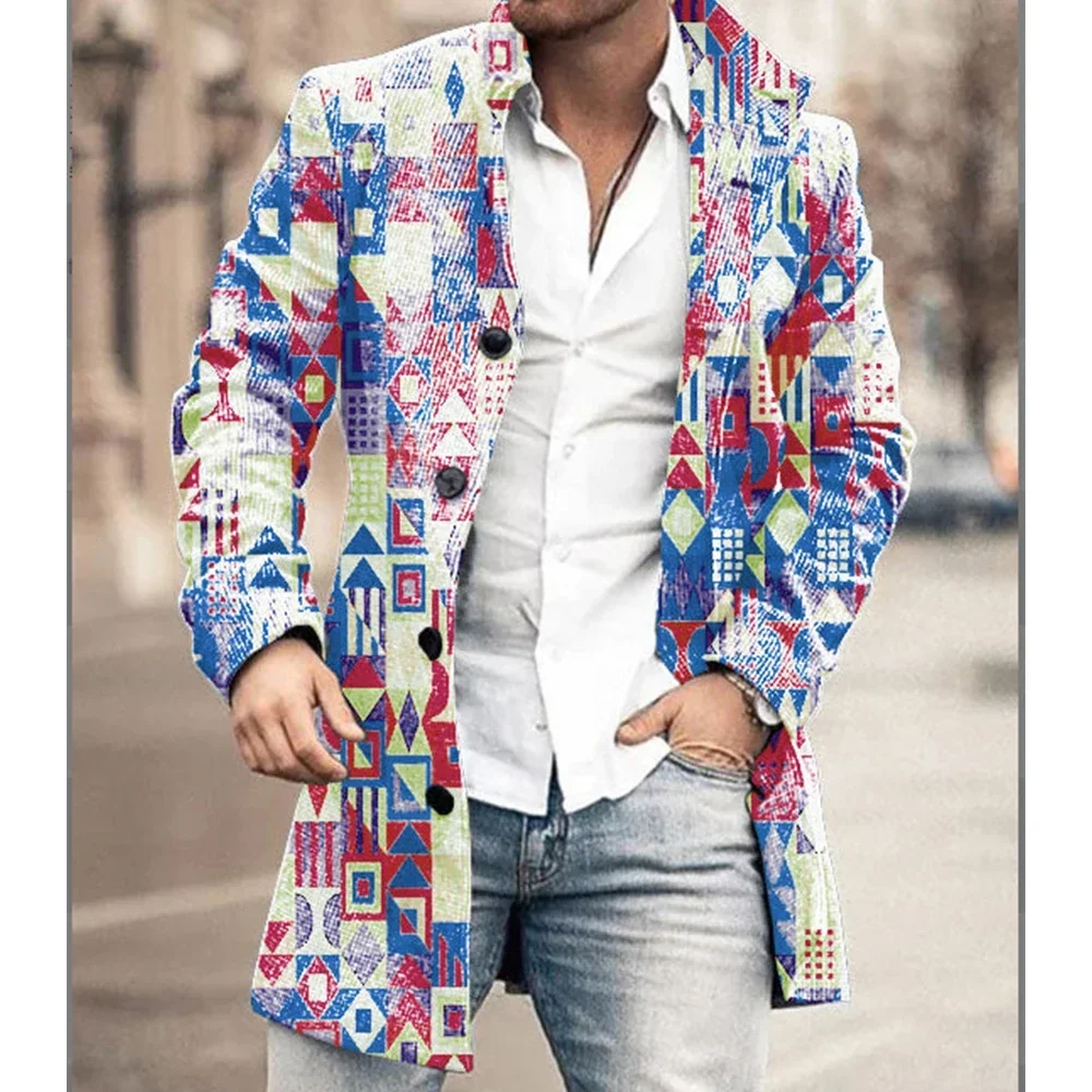 New Men's cloak Long suit Jackets Autumn Sleeve Button Casual Winter Outerwear Overcoat Clothing Male dedicated trench coat