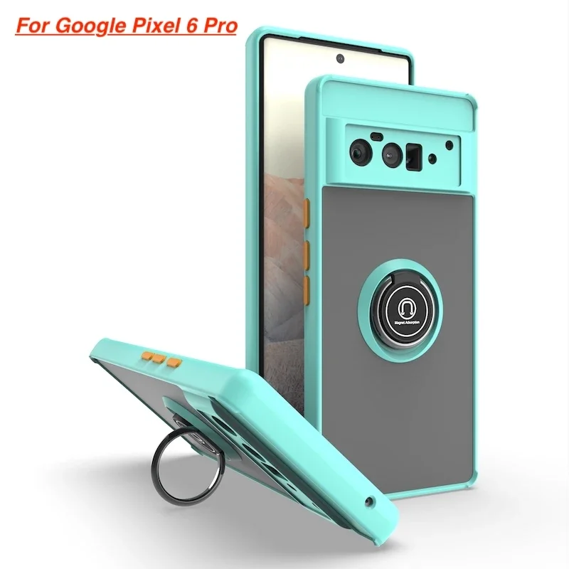 Matte Finish Shockproof Phone Case with Magnetic Ring Bracket and Anti-Fall Protection