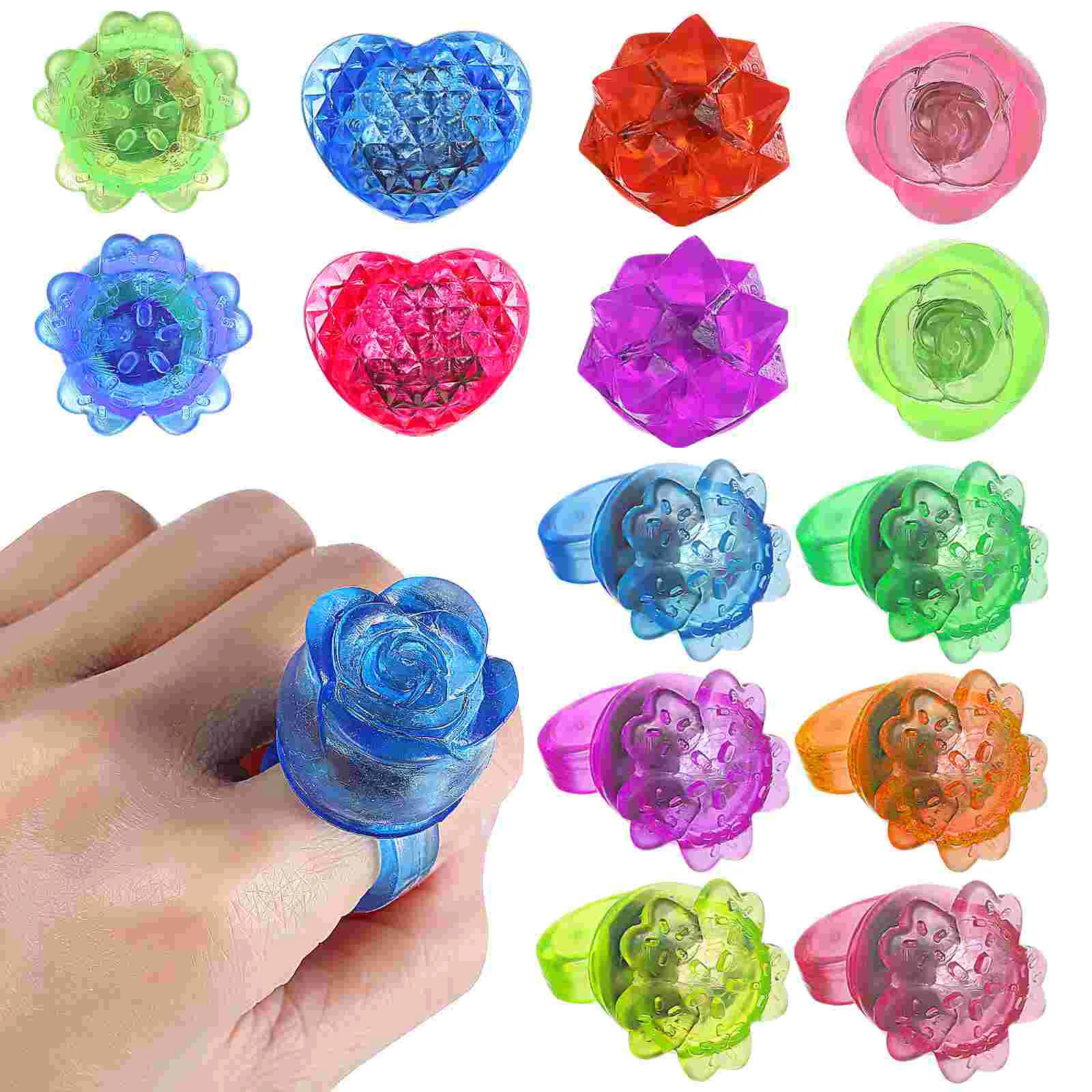 

24 Pcs Ring Glowing Rings Party Favor Jelly Children’s Toys Fluorescence Finger Flashing Tpr LED