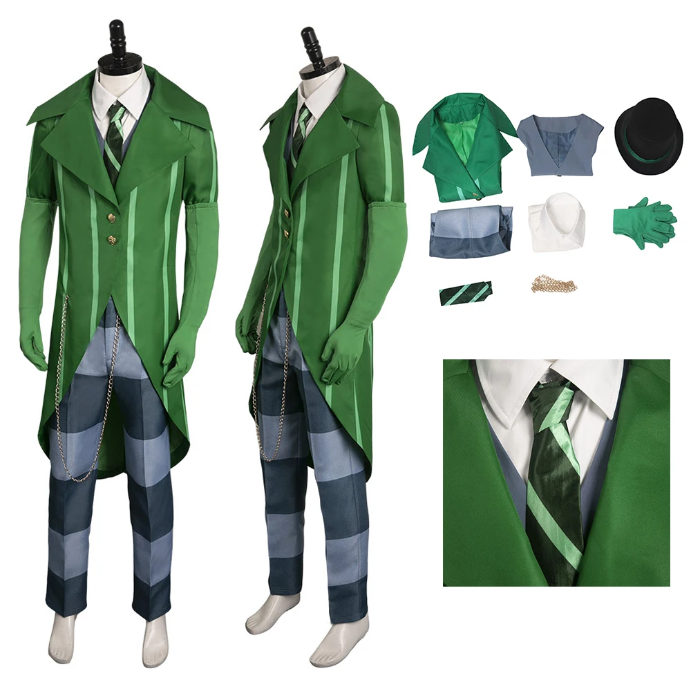 

Once Cos Ler Lorax Villain Cosplay Green Suit Costume Top Coat Pants Hat Whole Suit Halloween Carnival Outfit For Adult Men Male
