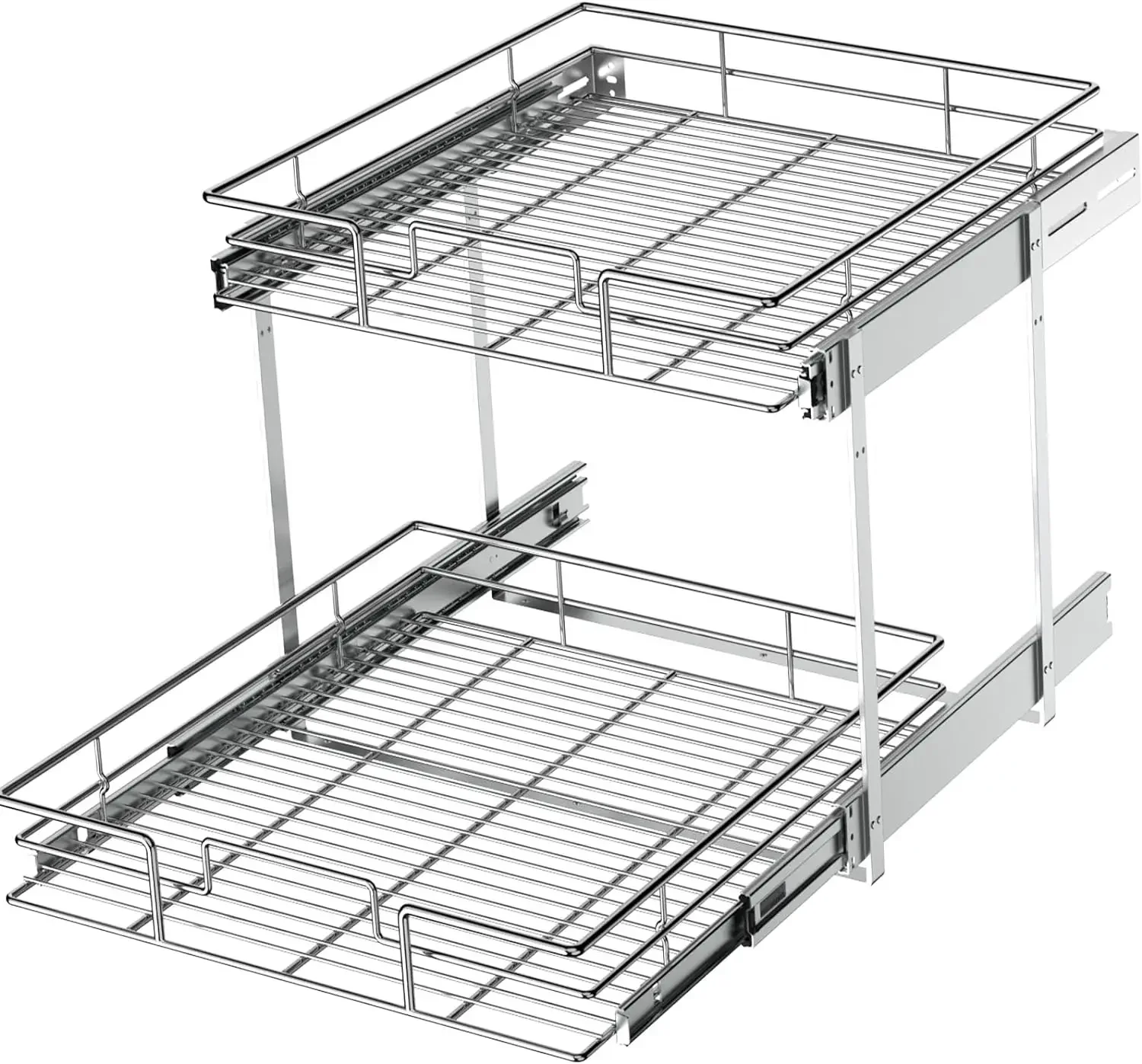 

2 Tier Individual Pull Out Cabinet Organizer 22½" W x 21½" D, Slide Out Kitchen Cabinet Storage Sliding Shelves
