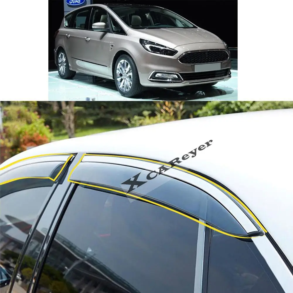 For Ford S-Max Smax 2006-2007 2008 2009 2010 2011 2012 2013 2014 Car Sticker Plastic Window Glass Wind Visor Rain/Sun Guard Vent