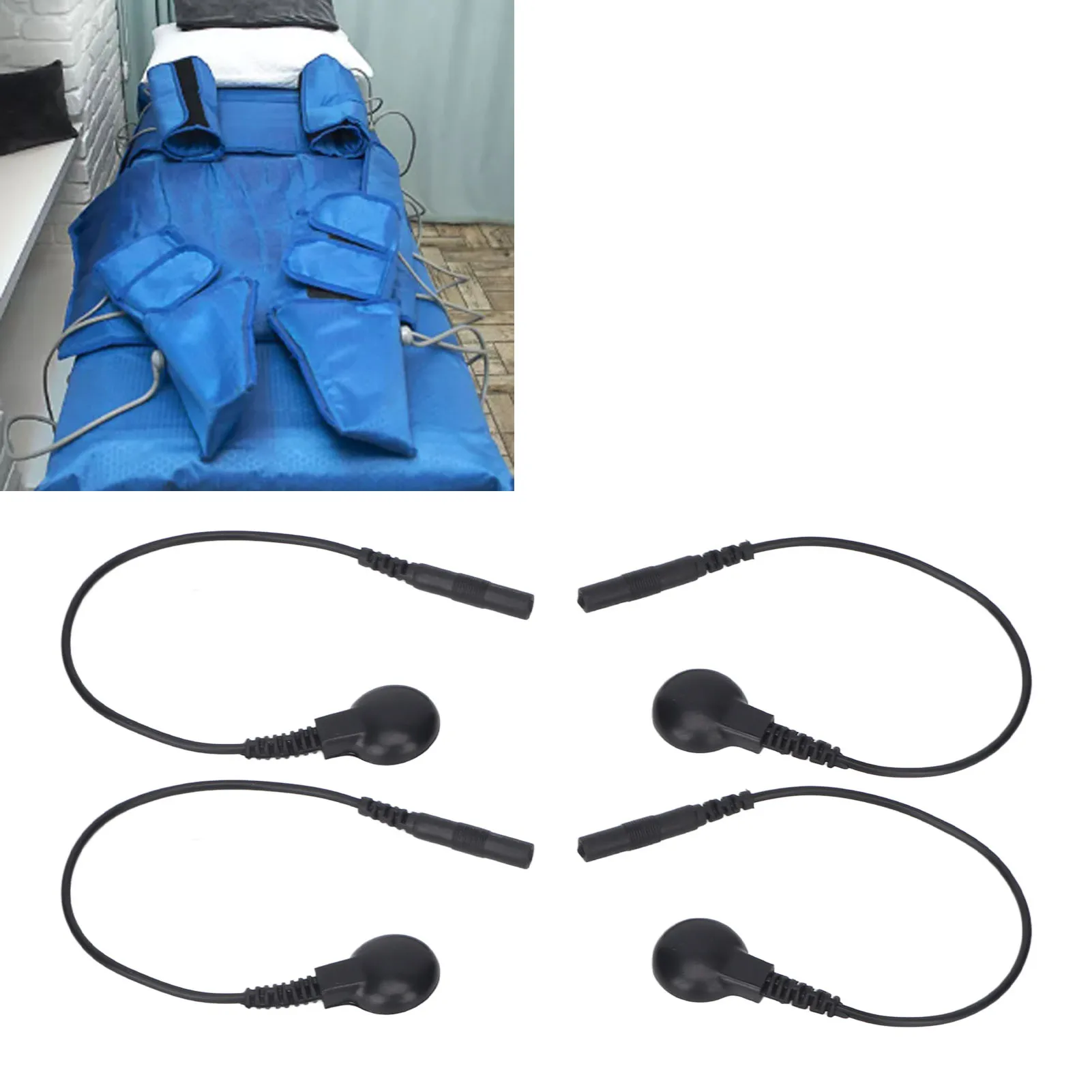20PCS Black Electrode Wire 2.0mm 15cm Length Button Type Short Copper Foil Cables Adapter for TENS Machine Massager Accessory