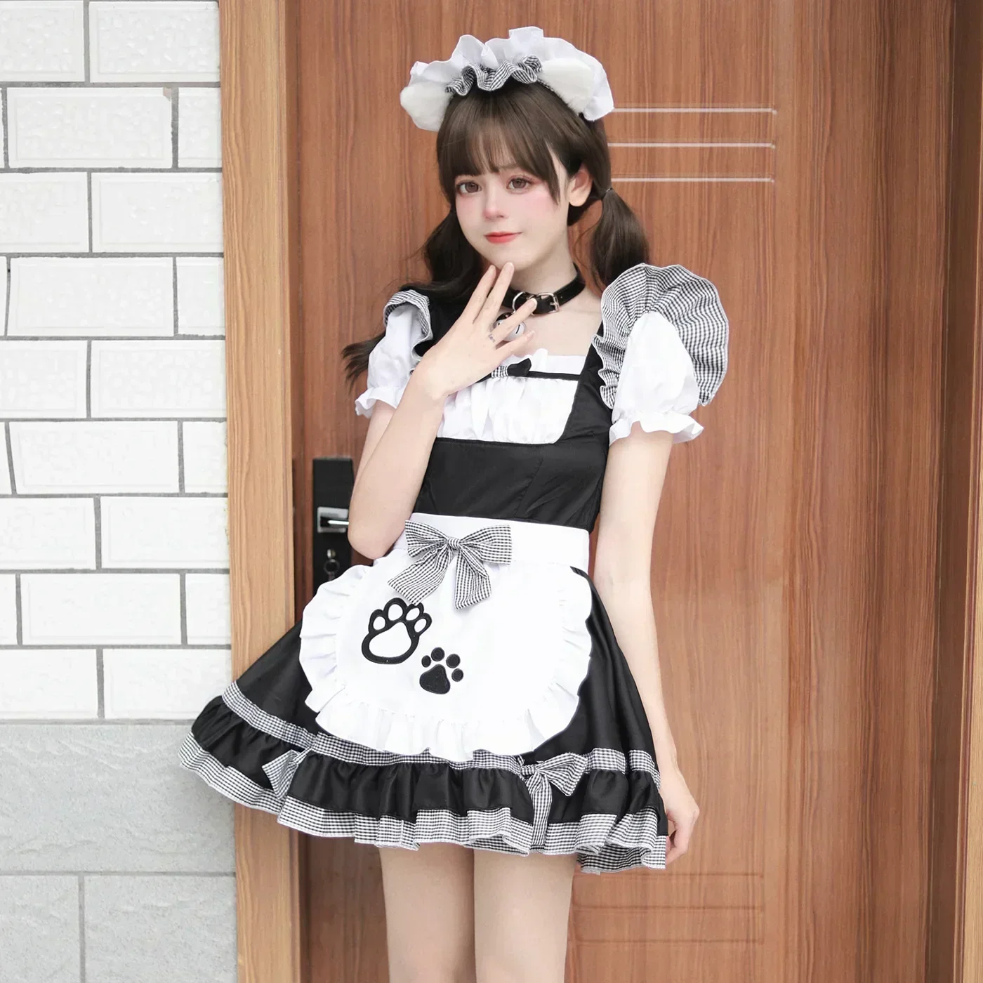 Women's Cat Girl Maid Costume Cos Costume apanese Cute Maid Black and White Classic Lolita lolita dress lolita cosplay costumes