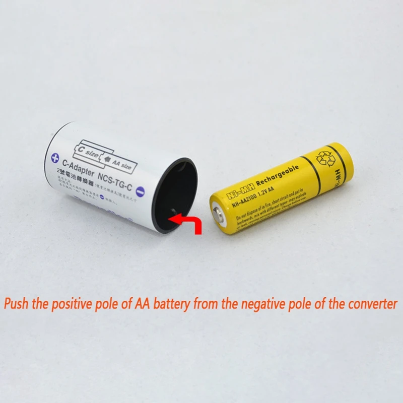 Powerlion C Size Battery Adapters battery adapter AA to C Size Battery Spacer Converter Case Use with AA Cells-4 Pack