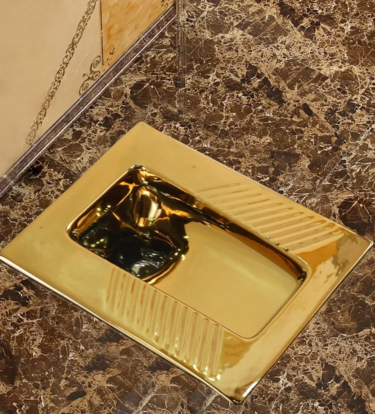 Description Picture 2 of itemY Complete Set of Water Tank Golden Toilet Potty Chair Toilet Ceramic Urinal унитаз напольный غطاء مرحاض ارضي