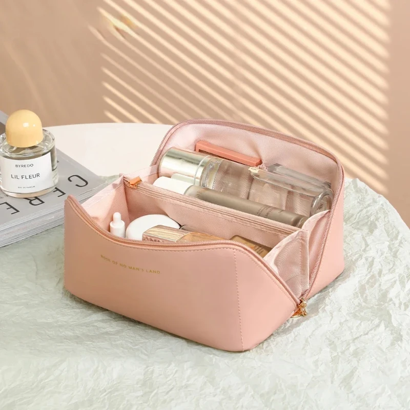 Large Capacity Cosmetic Bag Cosmetic Storage Bag PU Leather Portable Travel Toiletry Bag Women Cosmetic Bag Toiletries Organizer 5