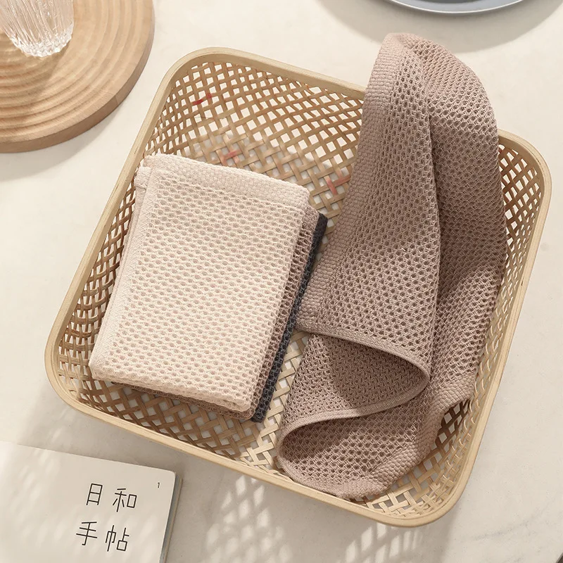 Kitchen Traceless Honeycomb Water-absorbing Dishwashing Tableware Rag Towel Glass Cleaning Cleaning Tool Towel 1-6 Pieces hand towels