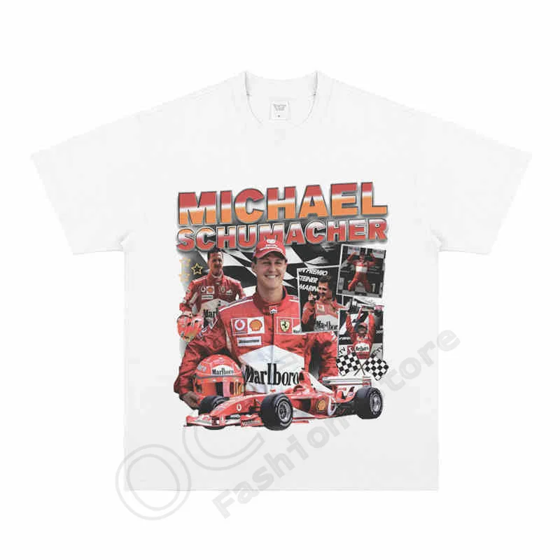 Michael Schumacher Small Neckline Vintage American Short Sleeve T-Shirt F1 Driver Fans To Men And Women Short Sleeve T-Shirts 2