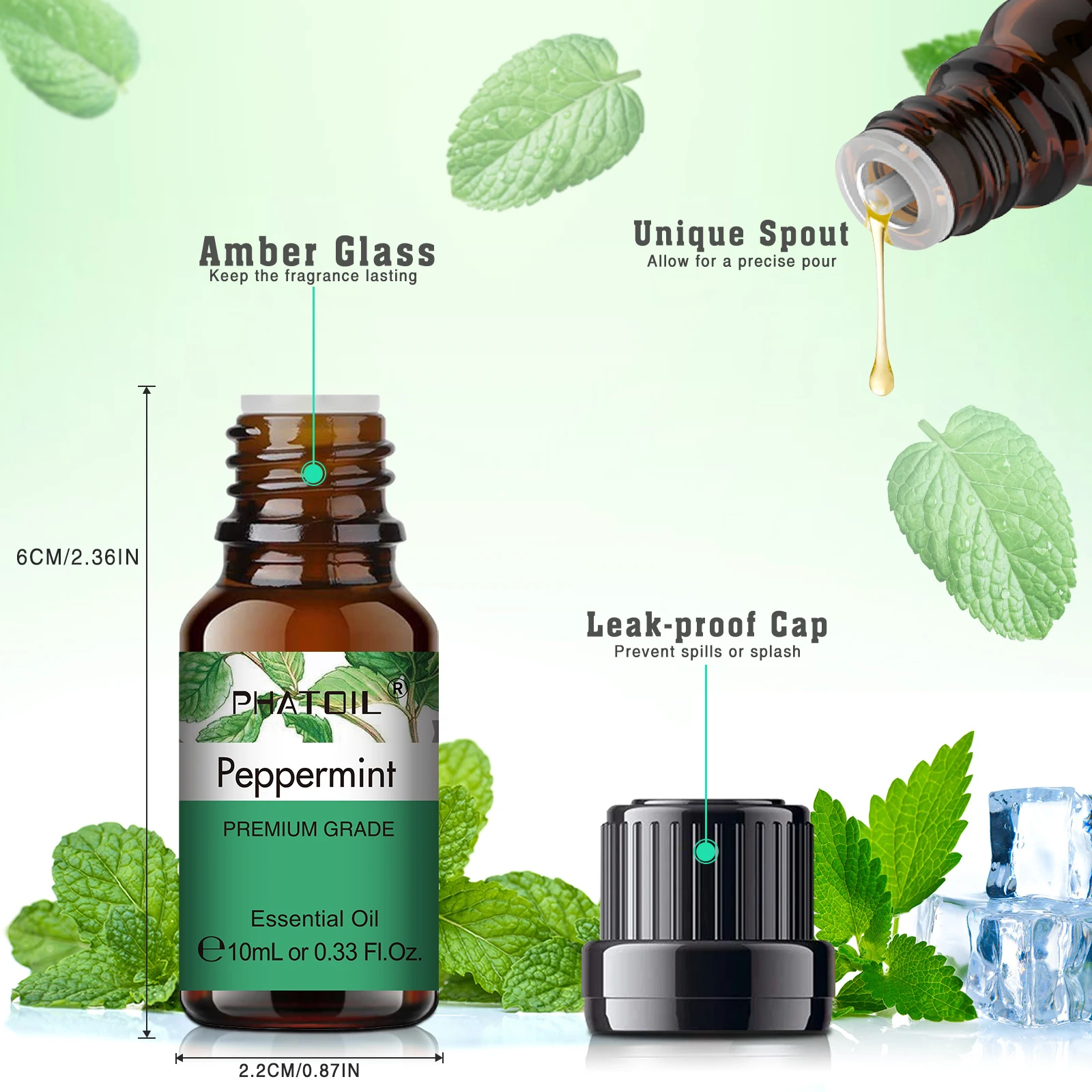 PHATOIL Aromatherapy Bliss: Essential Oil Collection - Lavender, Eucalyptus, Bergamot, Vanilla, Sandalwood, Tea Tree (10ml Each)