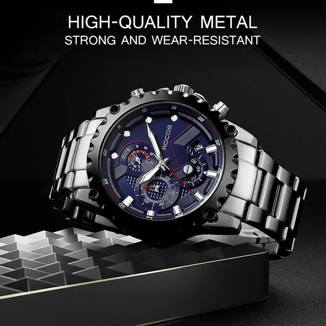 Big Dial Luxury Calendar Quartz Wrist Watch Business Watches for Man Sports Waterproof Chronograph Clock Watches Mens R0911 2