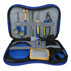 Complete 8 - Piece Pet Grooming & Beauty Kit with Storage Bag (Blue 8 - piece set)