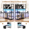 L Shaped Computer Desk, 58'' Office Desk with 3 Drawers and Bookshelf, L Shaped Corner Desk with Storage Shelves and LED Light 3