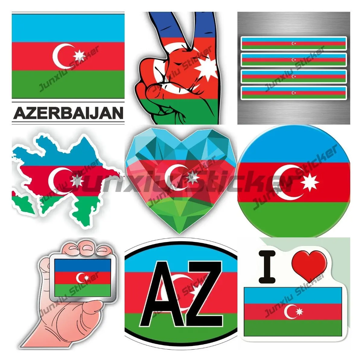 

Azerbaijan Sticker Azərbaycan Respublikası AZ Decal Sticker Decal Car Stripe Motorcycle Racing Bike Moto Azerbaijan Flag Sticker
