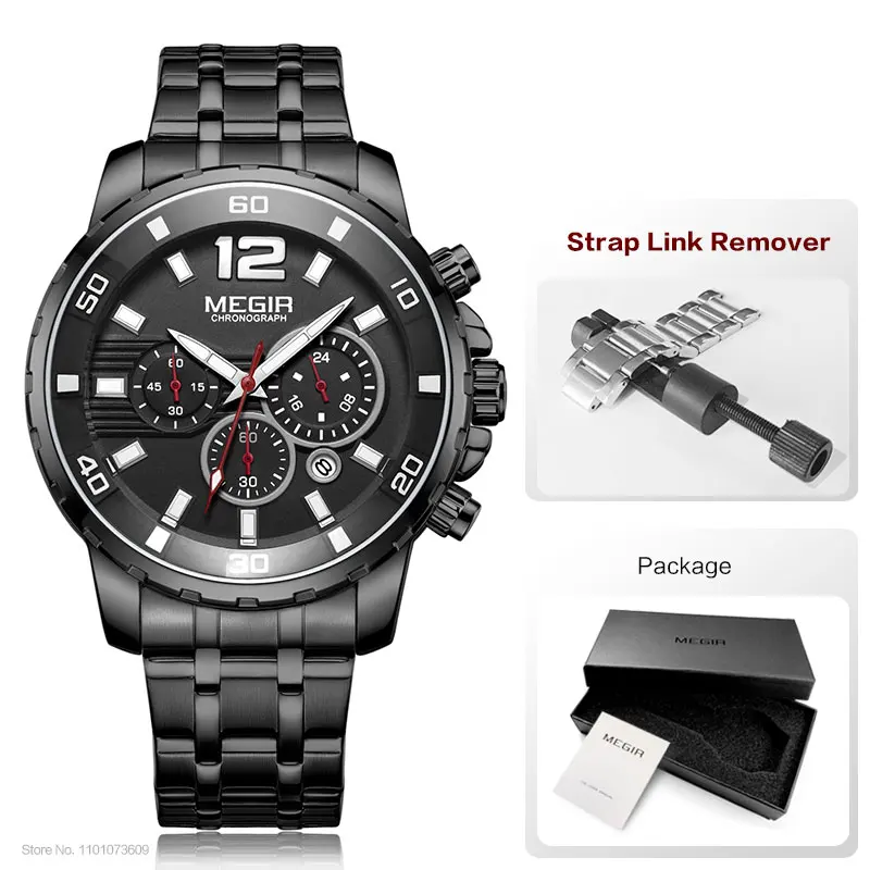 Luxury Military Sport Chronograph Waterproof Men's Wristwatch with Mesh Strap