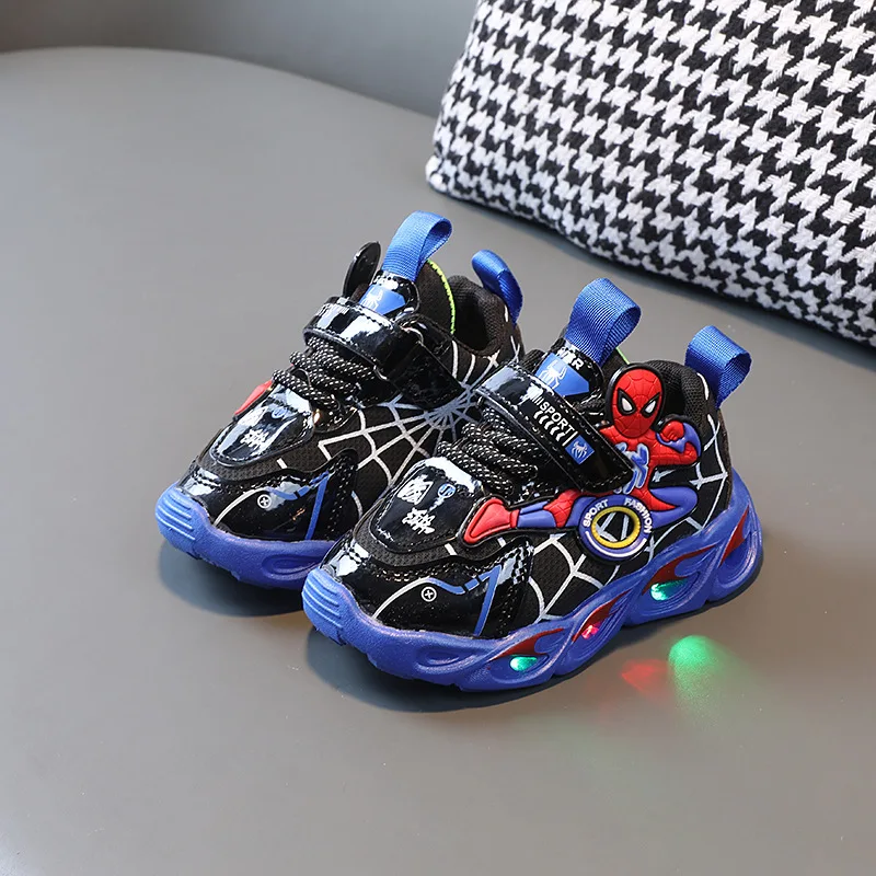 Boys Glowing Light Up Kids Sneakers Spider-Man Single Sneakers LED Luminous Children's Shoes
