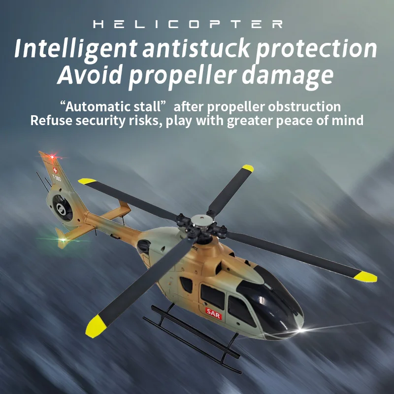 Coolbank 1/36 Scale EC135 6CH RC Helicopter W/ 6-Axis Gyro 3D/6G RC Flying Aircraft Model One Key Take Off/Landing Aircraft Boys 4