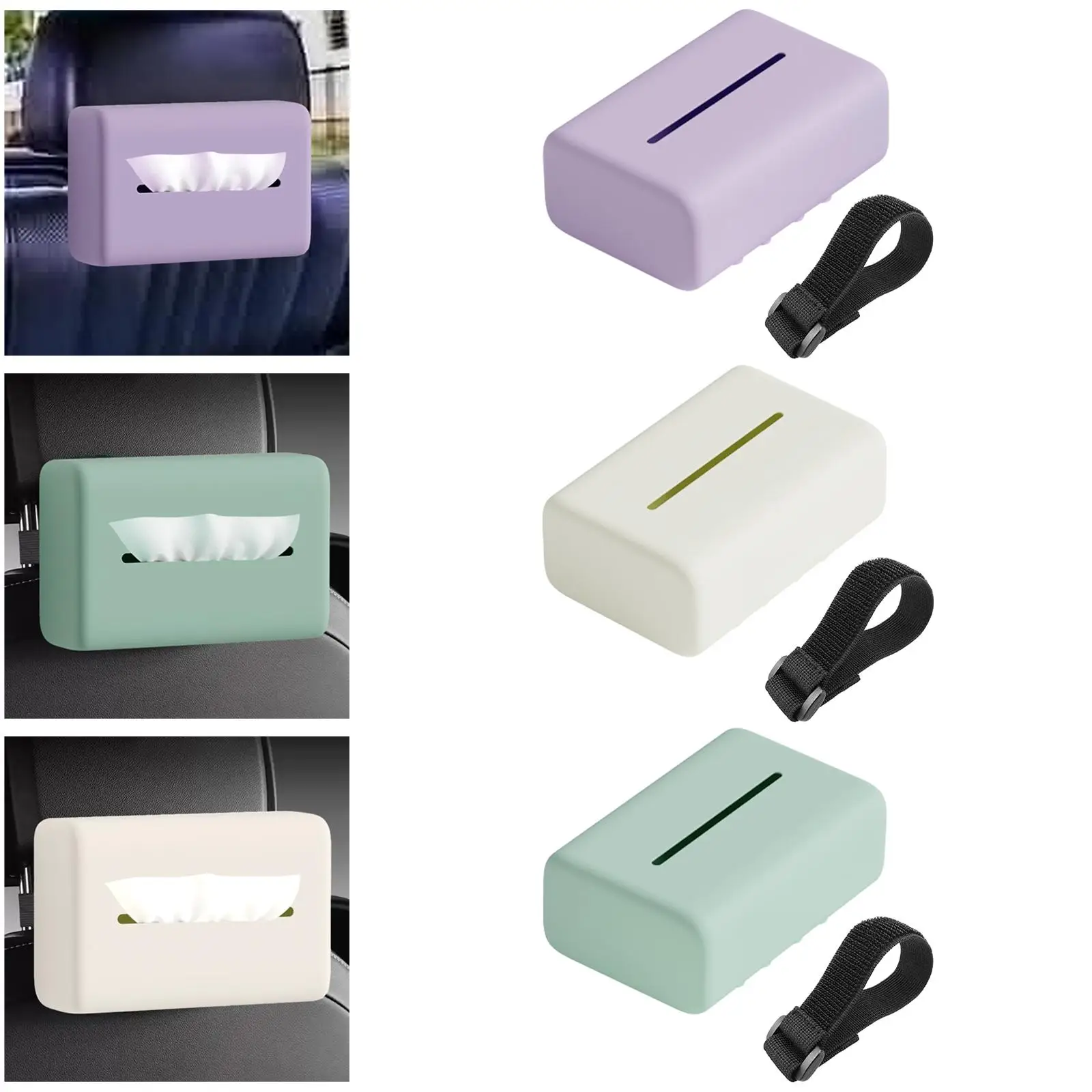 Car Tissue Holder Tissue Box Cover Rectangle Container Facial Paper Holder