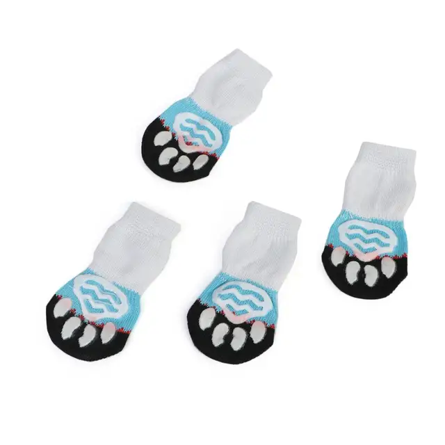 4Pcs Cute Pet Dog Socks with Print Anti-Slip Cats Puppy Shoes Paw Protector Products for Small Breeds Spitz York Dogs Chihuahua 6