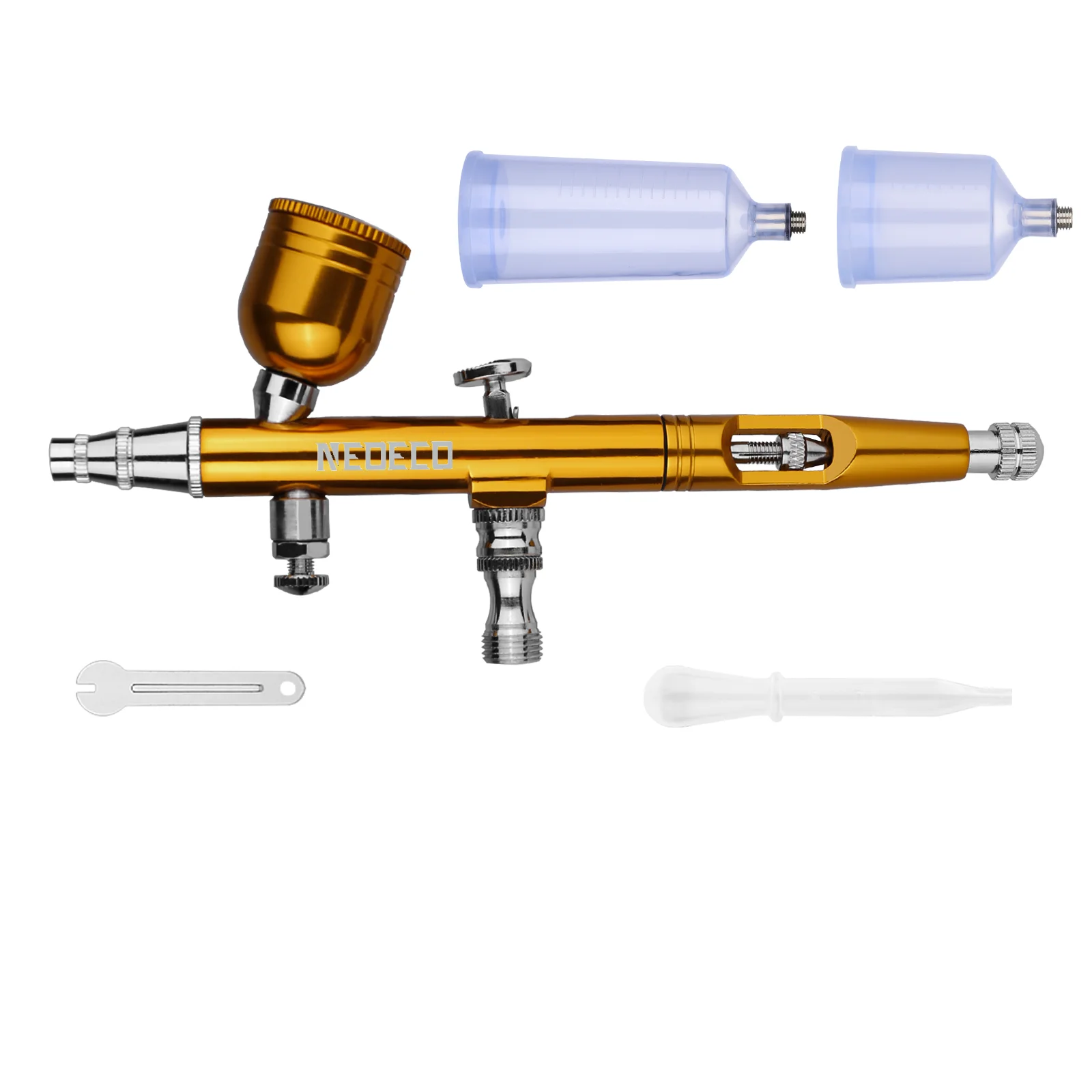 Airbrush Dual Action Schwerkraft Feed 0,3mm Düse Einstellbare Rot/Gold Kuchen Dekorieren Pinsel Für Nagel Maniküre Mit Schlüssel stroh – Detail 7