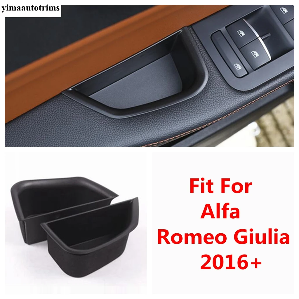 

For Alfa Romeo Giulia 2016 - 2020 Front Door Armrest Storage Box Pallet Phone Container Holder Tray Plastic Accessories Interior