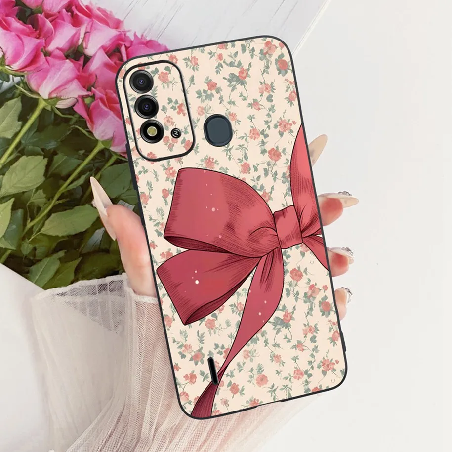 Elegant Flower & Butterfly Soft Black Silicone Phone Case