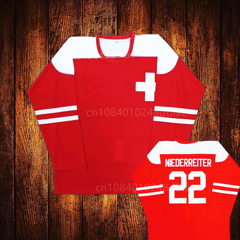 Vintage Nino Niederreiter #22 Team Switzerland Schweizer Hockey Jerseys Embroidery Youth Kids Adult Any Size And name