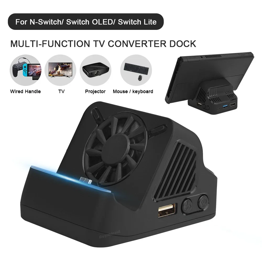 2026 NEW NS 스위치용 휴대용 다기능 TV 프로젝터 충전 도크(냉각 팬 포함) 스위치 OLED 콘솔용 USB 3.0 포트