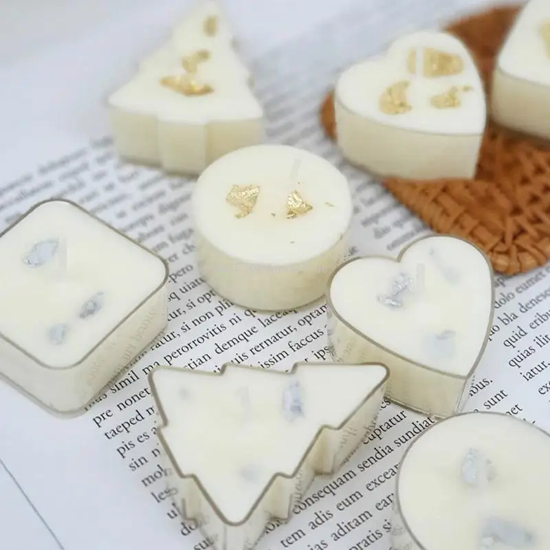 10Set Di Stampi Per Candele Materiale Albero Di Natale Piccola Candela Angelo Scatola Acrilica Scatola Di Plastica Acrilica Per Cera Da Tè Con Tazze D