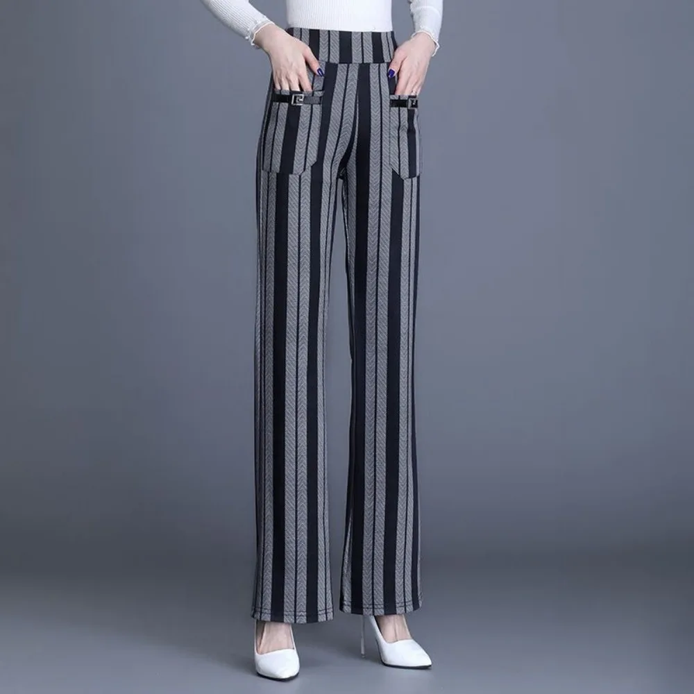 Elastic Casual Bell Bottoms Female Invisible Open Crotch Outdoor Sex High-waisted Slimming Plaid Fashion Micro Bell Bottoms