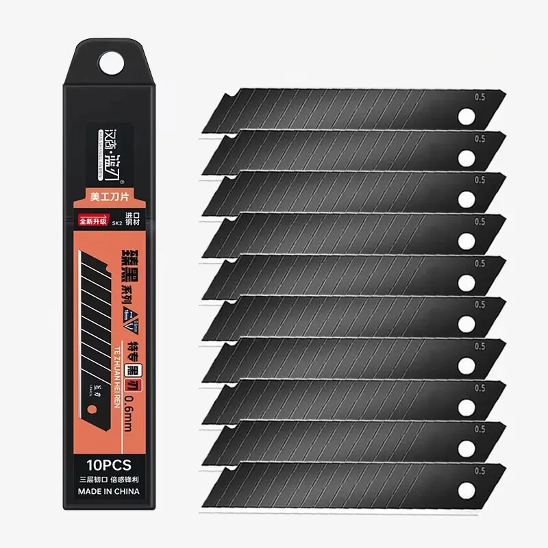 Utility knife 10/100 pcs carbon steel replace blade 100mm*18mm black DIY tool for student office station