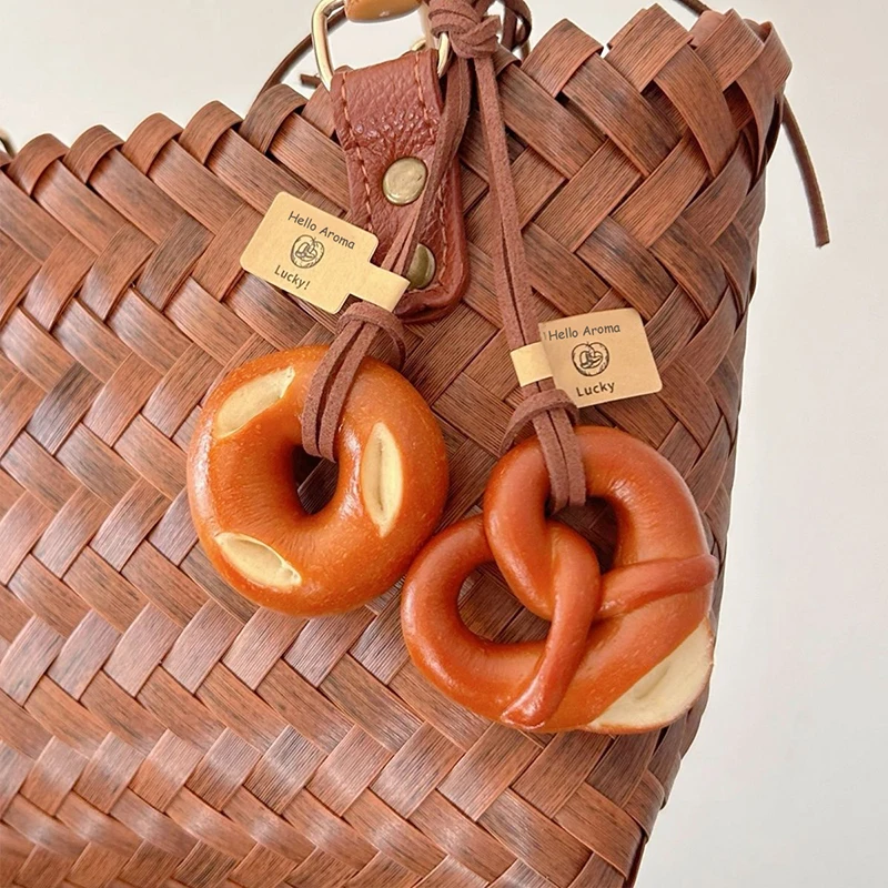 Original Bread Pendant Keychain Nylon Woven Rope Pendant DIY Trendy Mixed Bag Phone Decor Handmade Women Girl Gift