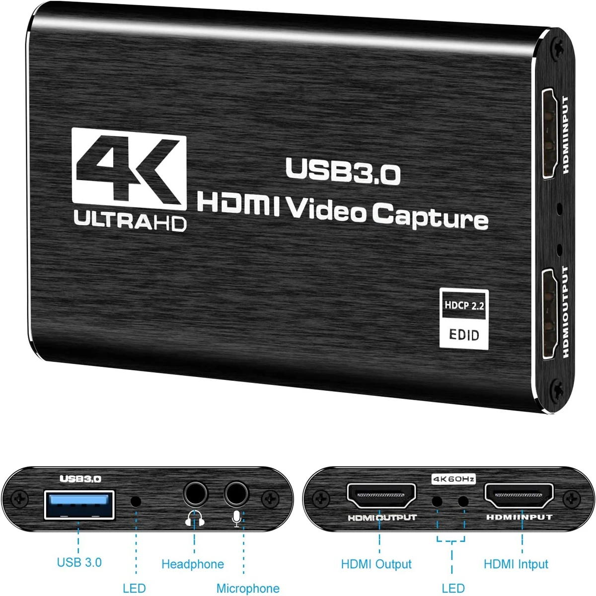 4K HDMI-compatible USB 3.0 Video Capture Card 1080P 60fps HD Video Recorder Grabber For OBS Capturing Game Card Live 4K video recorder video capture card