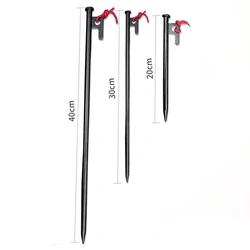 Durable Metal Tent Pegs and Stakes for Outdoor Camping and Sunshade Tarps (40cm black 2 pieces)