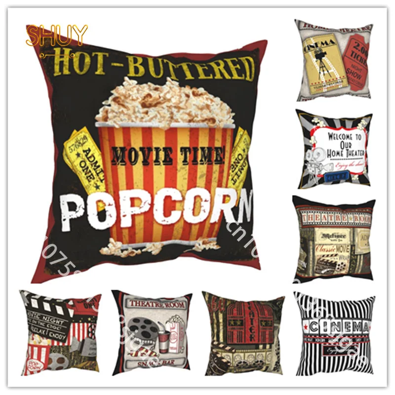 

Vintage Making Movie Pillow Case Retro Cinema Ticket Cushion Cover Home Living Room Sofa Decor Car Decorative Pillowcase 45x45cm