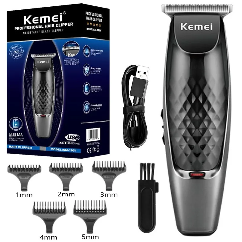 

Electric hair trimmer KM-1951 oil head rechargeable hair clipper haircut machine engraving hairline USB charging