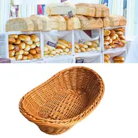 Imitate Rattan Kitchen Storage Basket Creative Brown Oval Bread Tray Living Room Vegetable Fruit Flower Organization Box 1