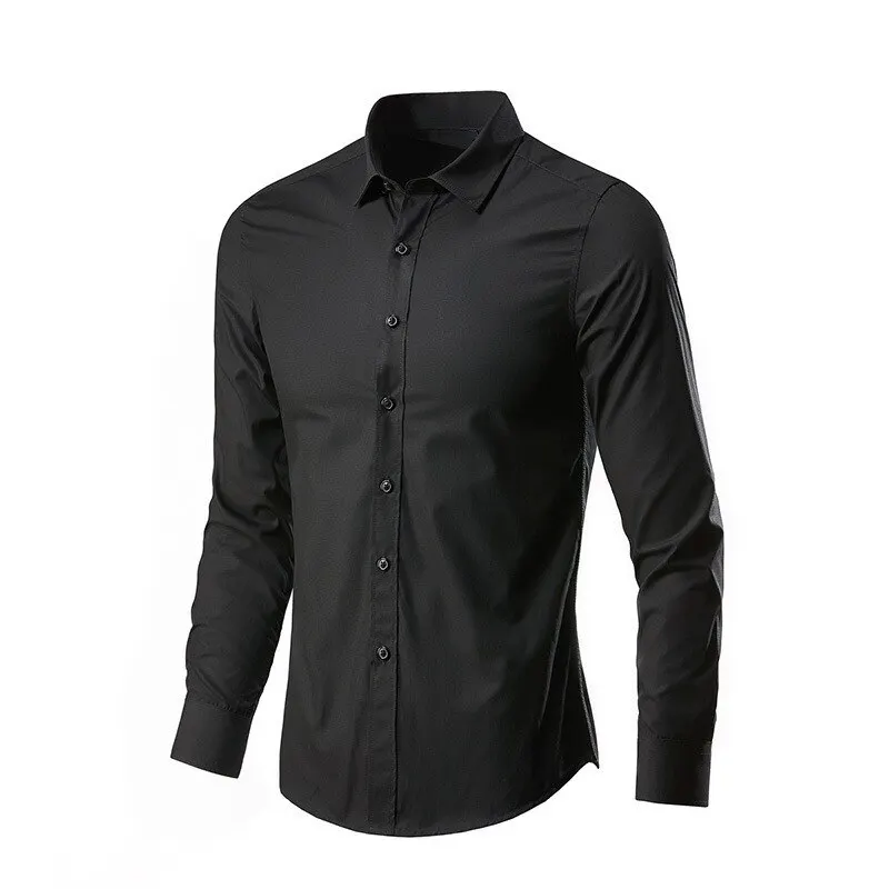 Business Shirt Four Seasons Men's Plain Color Simple Long Sleeve Casual Suit Shirt Slim Fit Fashion Business Plus-Size Social Must-Have