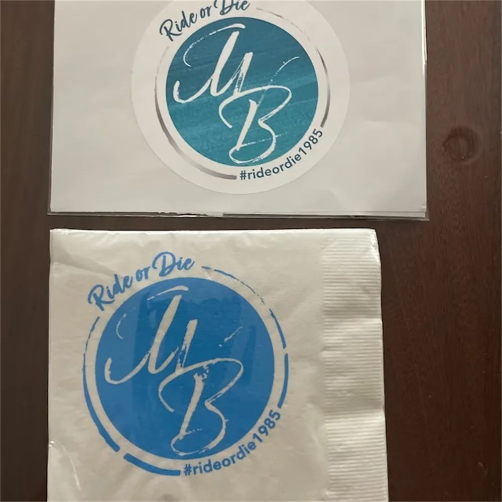 50pcs One Color and Personalized Napkins for Weddings, Birthdays, Businesses and other Corporate Events Design