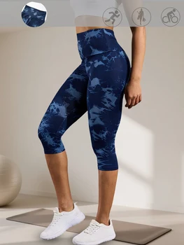 Women's High Waisted Capri Pants Super Soft Tummy Control No See Through Workout Yoga Running Athletic Push Up Gym Leggings 1